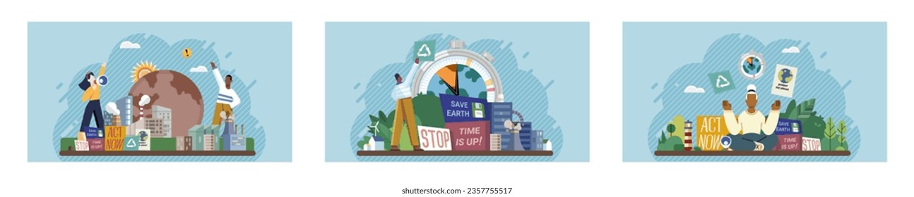 Climate change. Save the planet. Vector illustration Celebrate World Environment Day by advocating for cleaner, greener world Embracing sustainability is fundamental aspect addressing global warming