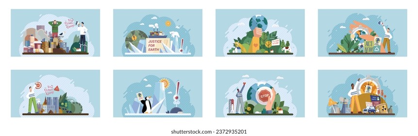 Climate change. Save the planet. Vector illustration Choose renewable resources to contribute to cleaner planet and combat climate change On World Environment Day, lets unite for well-being our planet