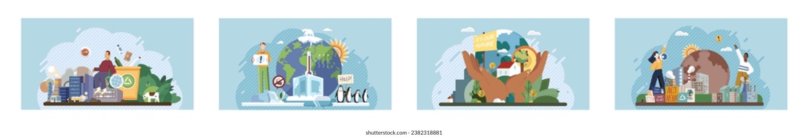 Climate change. Save the planet. Vector illustration Earth pollution underscores importance adopting eco-conscious behaviors Choose renewable resources to contribute to greener planet and combat