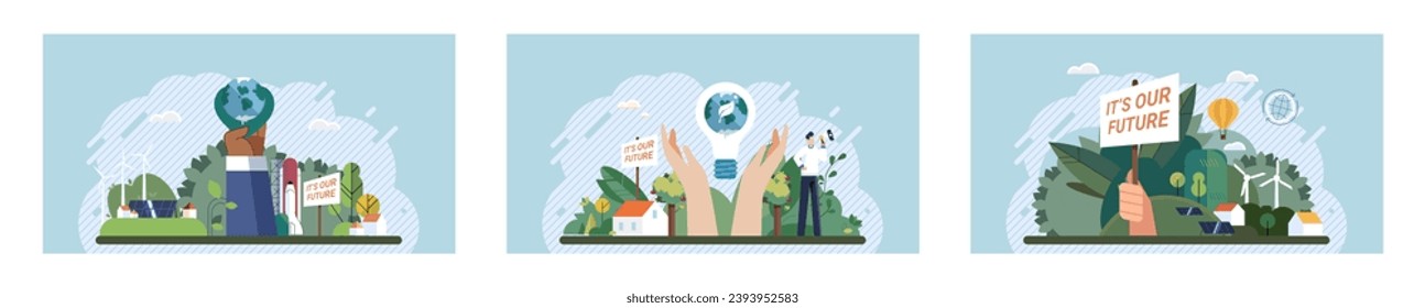 Climate change. Save the planet. Vector illustration Environmental protection measures are necessary to combat global warmings effects Climate change demands urgent action to secure sustainable future