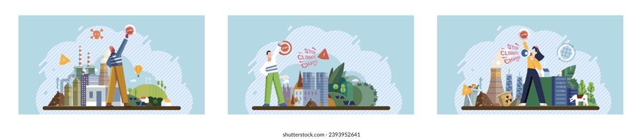 Climate change. Save the planet. Vector illustration We must take action to change climate patterns and ensure sustainable future Embracing environmental protection measures cmitigate effects global