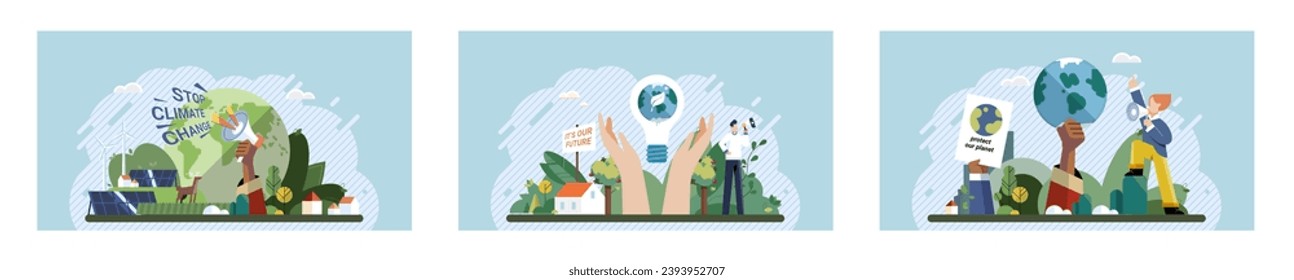 Climate change. Save the planet. Vector illustration We must take meaningful steps to change climate patterns and protect our planets future Environmental protection efforts are instrumental in