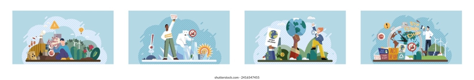 Climate change. Save the planet. Vector illustration Embracing environmental protection measures cmitigate effects global warming Its time to prioritize sustainability and combat climate change