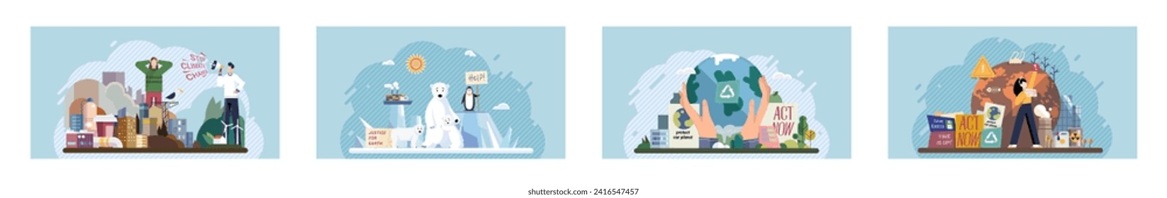 Climate change. Save the planet. Vector illustration Environmental protection is paramount in face escalating global warming Climate change demands immediate action to protect earth for future