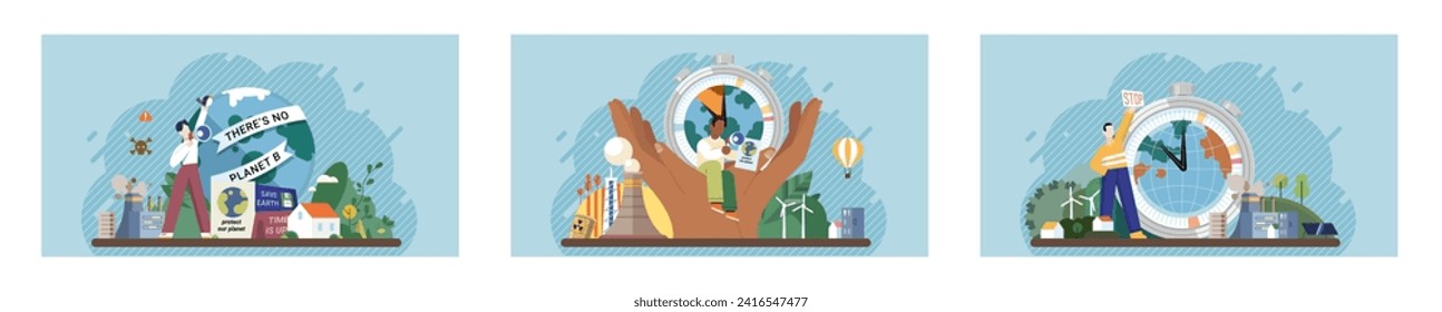 Climate change. Save the planet. Vector illustration Earth pollutions impact highlights urgency adopting eco-friendly practices Choose renewable resources to minimize your carbon footprint and combat