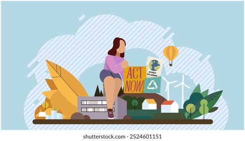 Climate change. Save the planet. Vector illustration World Environment Day is opportunity to raise awareness about importance environmental conservation We must take action to change climate patterns