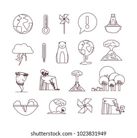 climate change set icons