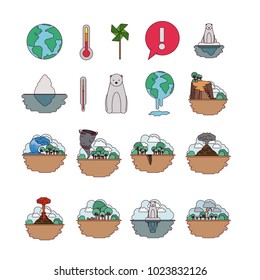 climate change set icons