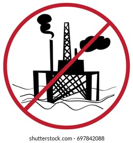 Climate change solution illustration, hand drawn sticker isolated on white, ban oil plant message