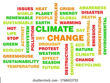 Climate Change typography, isolated on white background