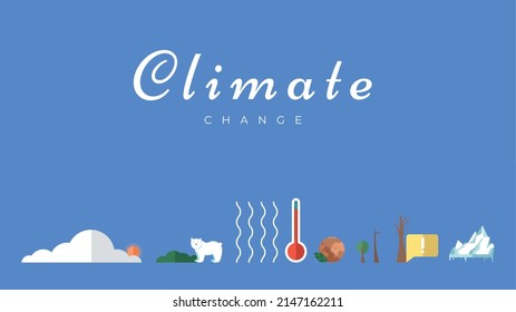 Climate change vector banner template. North Pole, melting glaciers, polar bear on ice floe. Global warming, sea level rise, nature damage. World Environment day. Ecology hazards, air pollution