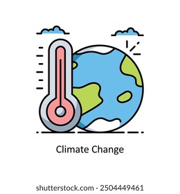 Vector de cambio climático Ilustración de estilo de icono de contorno lleno. Símbolo sobre fondo blanco EPS 10 Archivo