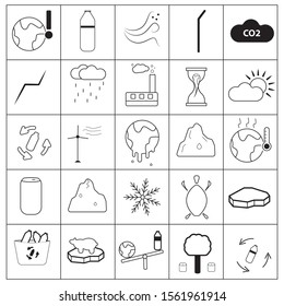 Climate change Vector icons, recycling, global warming, earth melting