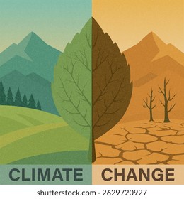 Climate Change Vector Illustration. Global Warming, Environment Concept Design For Poster, Banner, Infographic, Ecology Awareness