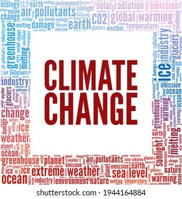 Climate change vector illustration word cloud isolated on a white background.