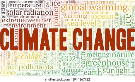 Climate change vector illustration word cloud isolated on a white background.
