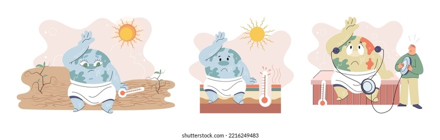 Climate change weather global greenhouse warming risks metaphor concept. Save planet. Compared planet with renewable eco resources consumption global warmings burning alternative. Environment Day