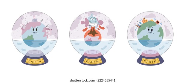 Climate change weather global greenhouse warming risks metaphor concept. Save planet. Compared planet with renewable eco resources consumption global warmings burning alternative. Environment Day