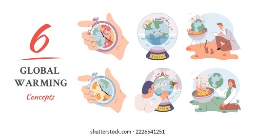 Climate change weather global greenhouse warming risks metaphor concept. Save planet. Compared planet with renewable eco resources consumption global warmings burning alternative. Environment Day