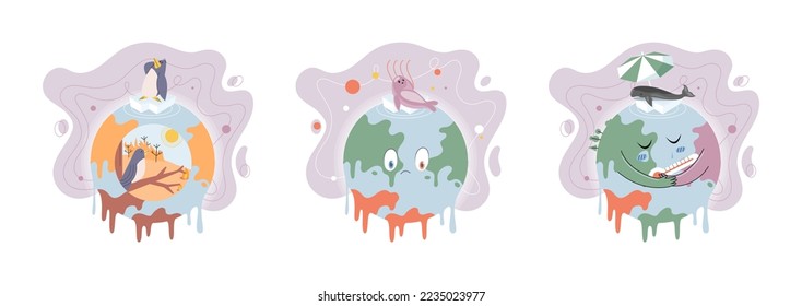 Climate change weather global greenhouse warming risks metaphor concept. Save planet. Compared planet with renewable eco resources consumption global warmings burning alternative. Environment Day