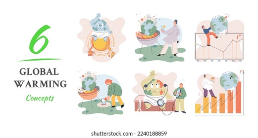 Climate change weather global greenhouse warming risks metaphor concept. Save planet. Compared planet with renewable eco resources consumption global warmings burning alternative. Environment Day