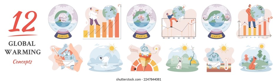 Climate change weather global greenhouse warming risks metaphor concept. Save planet. Compared planet with renewable eco resources consumption global warmings burning alternative. Environment Day
