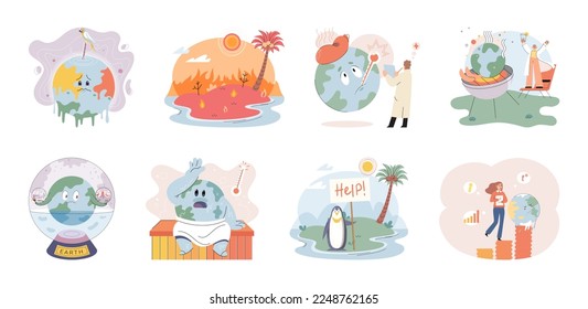 Climate change weather global greenhouse warming risks metaphor concept. Save planet. Compared planet with renewable eco resources consumption global warmings burning alternative. Environment Day