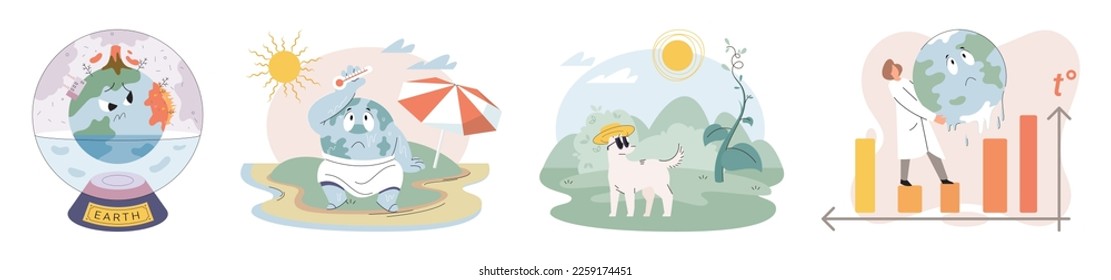 Climate change weather global greenhouse warming risks metaphor concept. Save planet. Compared planet with renewable eco resources consumption global warmings burning alternative. Environment Day