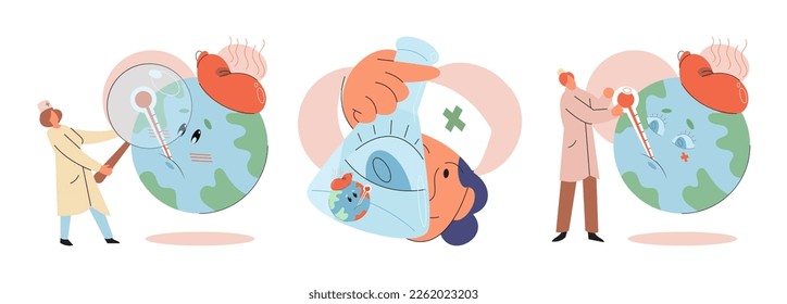 Climate change weather global greenhouse warming risks metaphor concept. Save planet. Compared planet with renewable eco resources consumption global warmings burning alternative. Environment Day