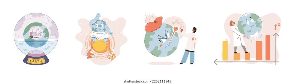 Climate change weather global greenhouse warming risks metaphor concept. Save planet. Compared planet with renewable eco resources consumption global warmings burning alternative. Environment Day