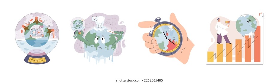 Climate change weather global greenhouse warming risks metaphor concept. Save planet. Compared planet with renewable eco resources consumption global warmings burning alternative. Environment Day