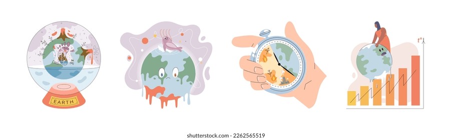 Climate change weather global greenhouse warming risks metaphor concept. Save planet. Compared planet with renewable eco resources consumption global warmings burning alternative. Environment Day