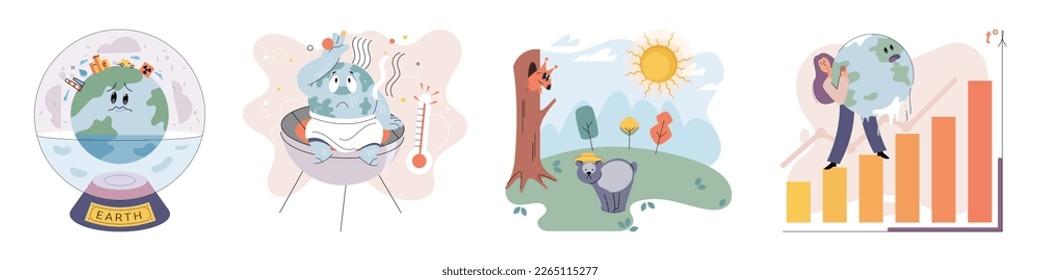 Climate change weather global greenhouse warming risks metaphor concept. Save planet. Compared planet with renewable eco resources consumption global warmings burning alternative. Environment Day