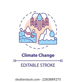 Symbol für Klimaänderungen Umweltkatastrophen. Wasserquelle Bedrohung abstrakte Idee dünne Linie Illustration. Einzeln Umrisszeichnung. Bearbeitbarer Strich. Arial, Myriad Pro Fett Schriftarten verwendet