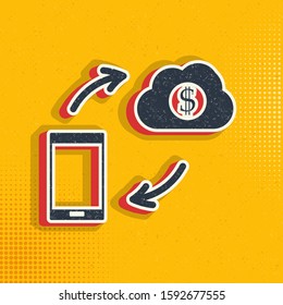 climate, cloud pop art, retro icon. Vector illustration of pop art style