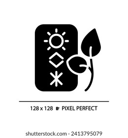 Climate condition monitoring black glyph icon. Smart farming. Weather tracking. IoT in agriculture. Machine learning. Silhouette symbol on white space. Solid pictogram. Vector isolated illustration