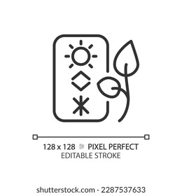 Climate condition monitoring linear icon. Smart farming. Weather tracking. IoT in agriculture. Machine learning. Thin line illustration. Contour symbol. Vector outline drawing. Editable stroke