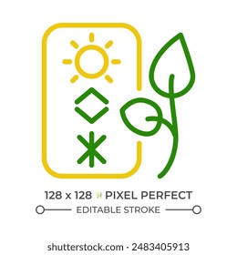 Climate condition monitoring two color line icon. Smart farming. Weather tracking. IoT in agriculture bicolor outline symbol. Duotone linear pictogram. Isolated illustration. Editable stroke