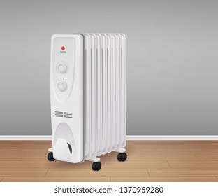 Climate control equipment realistic background with heating technology symbols vector illustration