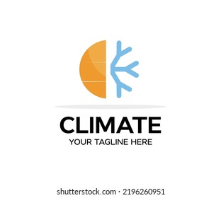 Climate control, Meteorology balance logo design. House climate control system, change temperature, home air conditioning, cooling or heating vector design and illustration.