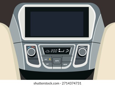 El panel de control del clima y la pantalla de información y entretenimiento de un coche moderno.