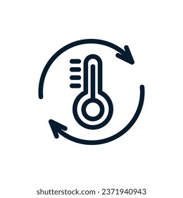 Climate control system concept, temperature change, air conditioning, refrigeration or heating. Vector icon isolated on white background.