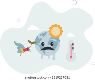 Crise climática e aquecimento global como o desafio do planeta.design plano com as pessoas.