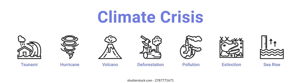 Climate Crisis web icon banner and collection