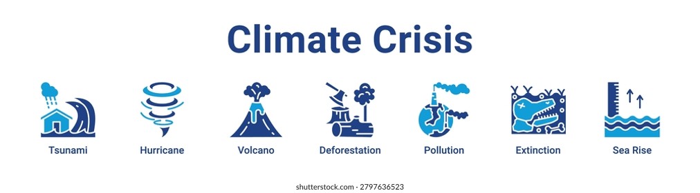 Climate Crisis web icon banner and collection