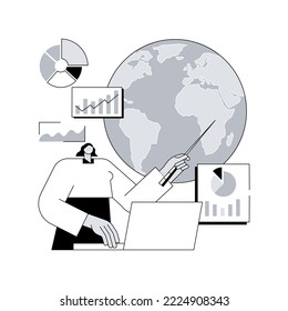 Climate data share and use abstract concept vector illustration. Climate information, global database, historical weather forecast, climate change data center, statistics abstract metaphor.