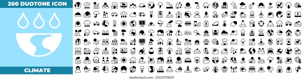 Climate Duotone Editable Icons set. Vector illustration in modern thin duotone style of climate icons: climate, global, temperature, etc