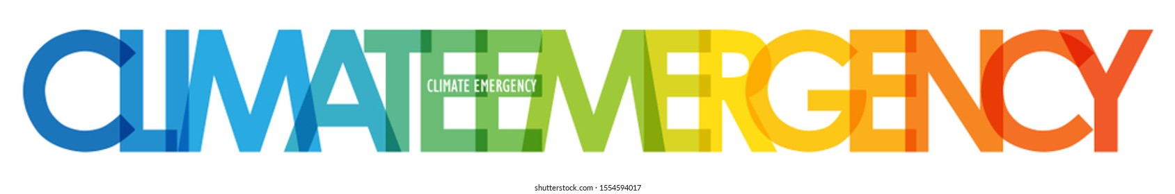 CLIMATE EMERGENCY vector typography banner with blue to orange temperature gradient