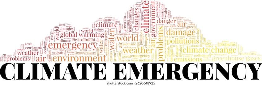 Climate Emergency word cloud conceptual design isolated on white background.