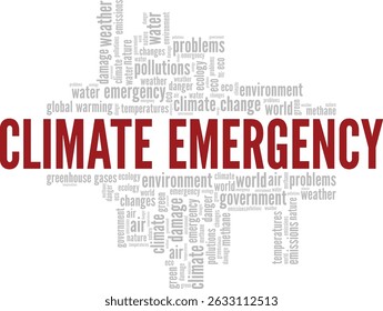 Climate Emergency word cloud conceptual design isolated on white background.